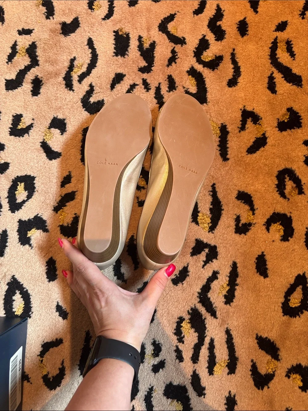 Cole Haan Elsie Cap Toe Wedge in Soft Gold Metallic BNIB